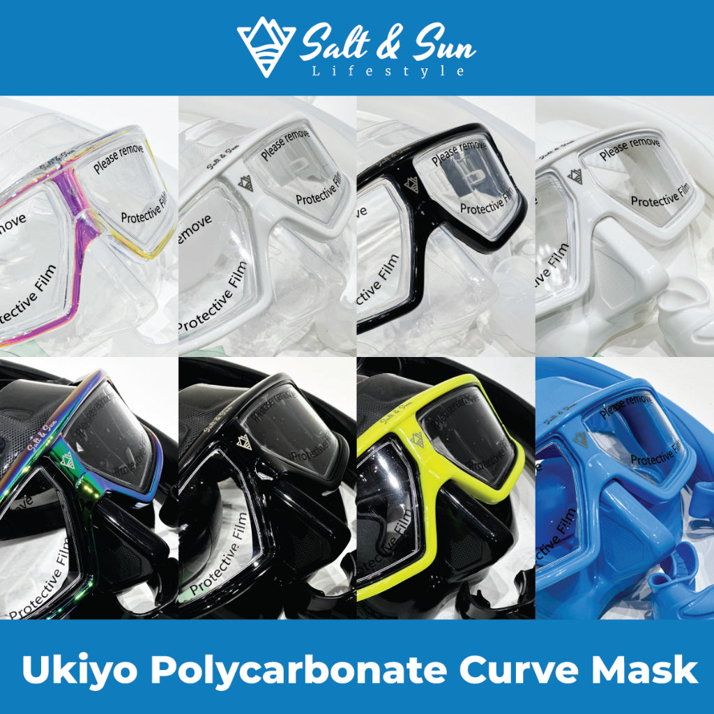 Salt & Sun Ukiyo Curve Mask Ultra Low Volume Freediving Diving Mask With J-Valve Foldable Snorkel