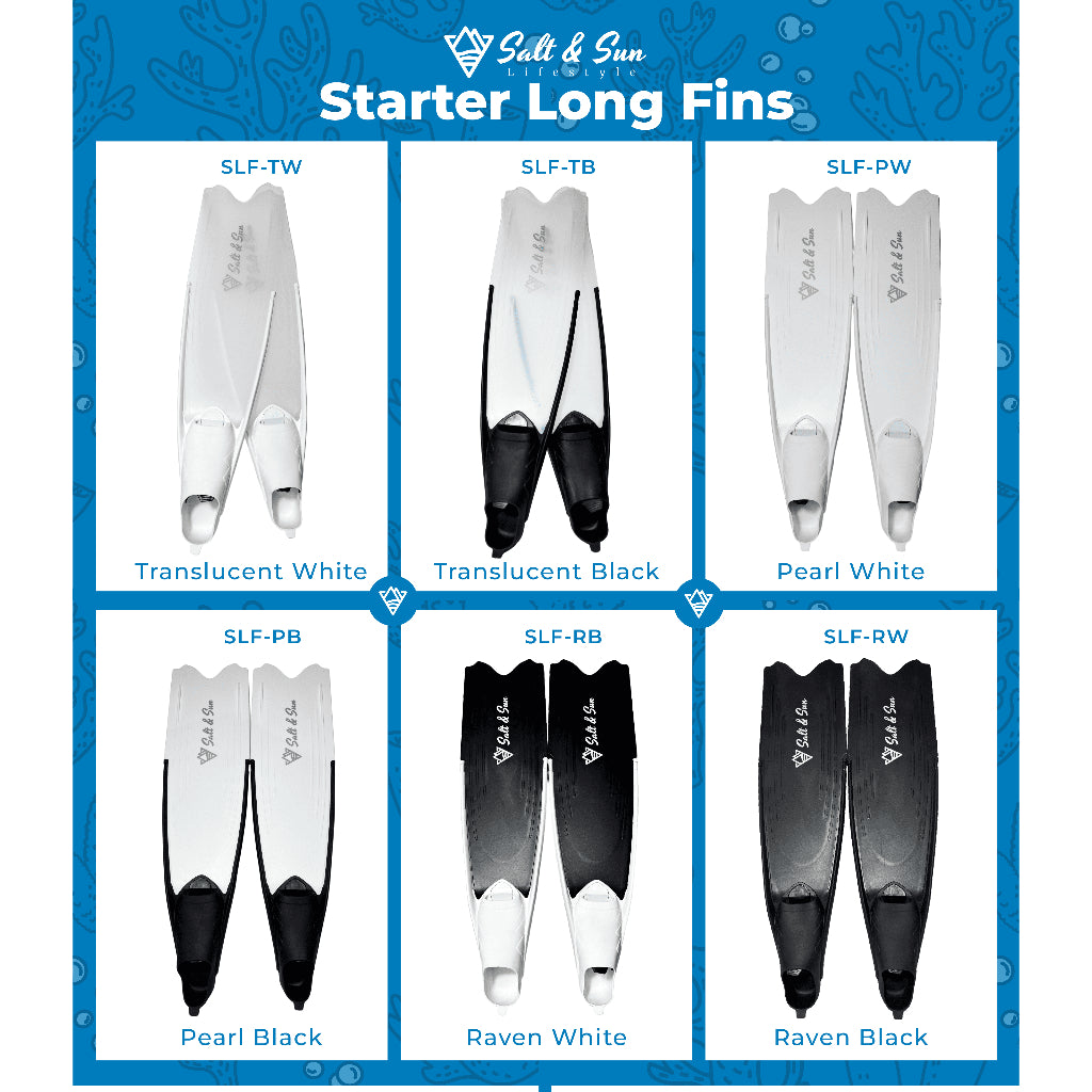 Salt & Sun Starter Freediving and Spearfishing Soft Foot Pocket Long Blade Fins